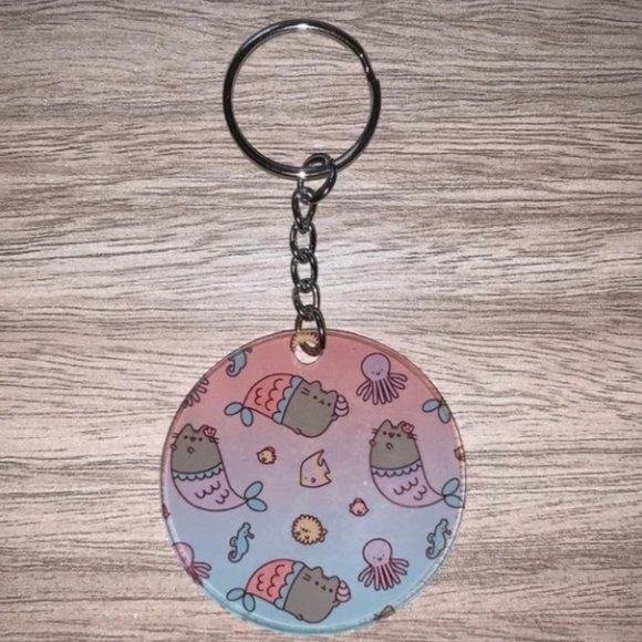 Pusheen mermaid ombré keychain purse charm new - Picture 1 of 1